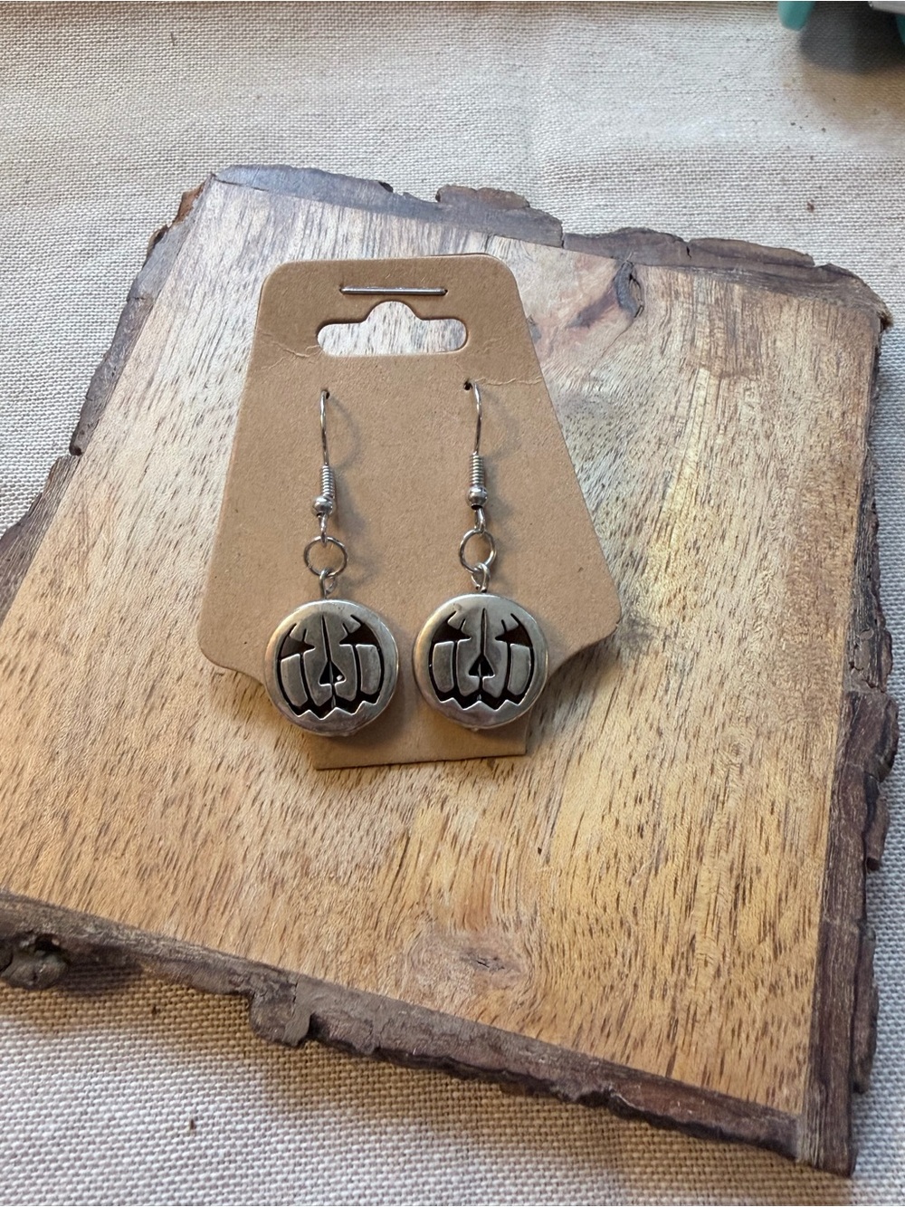 Silver Jack O Lantern Earrings